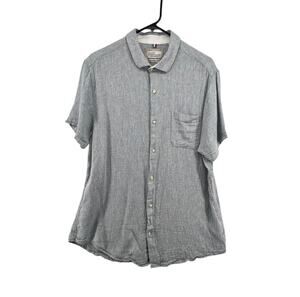 Bruno Positano Washable Linen Shirt Size Large Short Sleeve Button Up  Blue